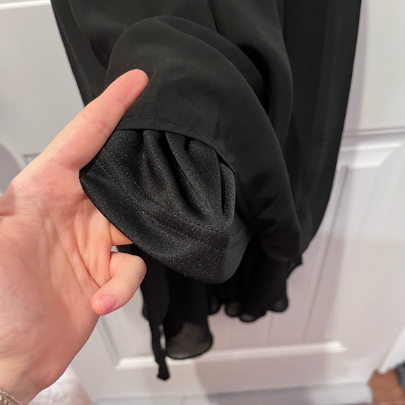 Vintage 90s Black Lace High-Low Dress Goth Witchy Emo Whimsigoth Flowy Y2K - Picture 8 of 14